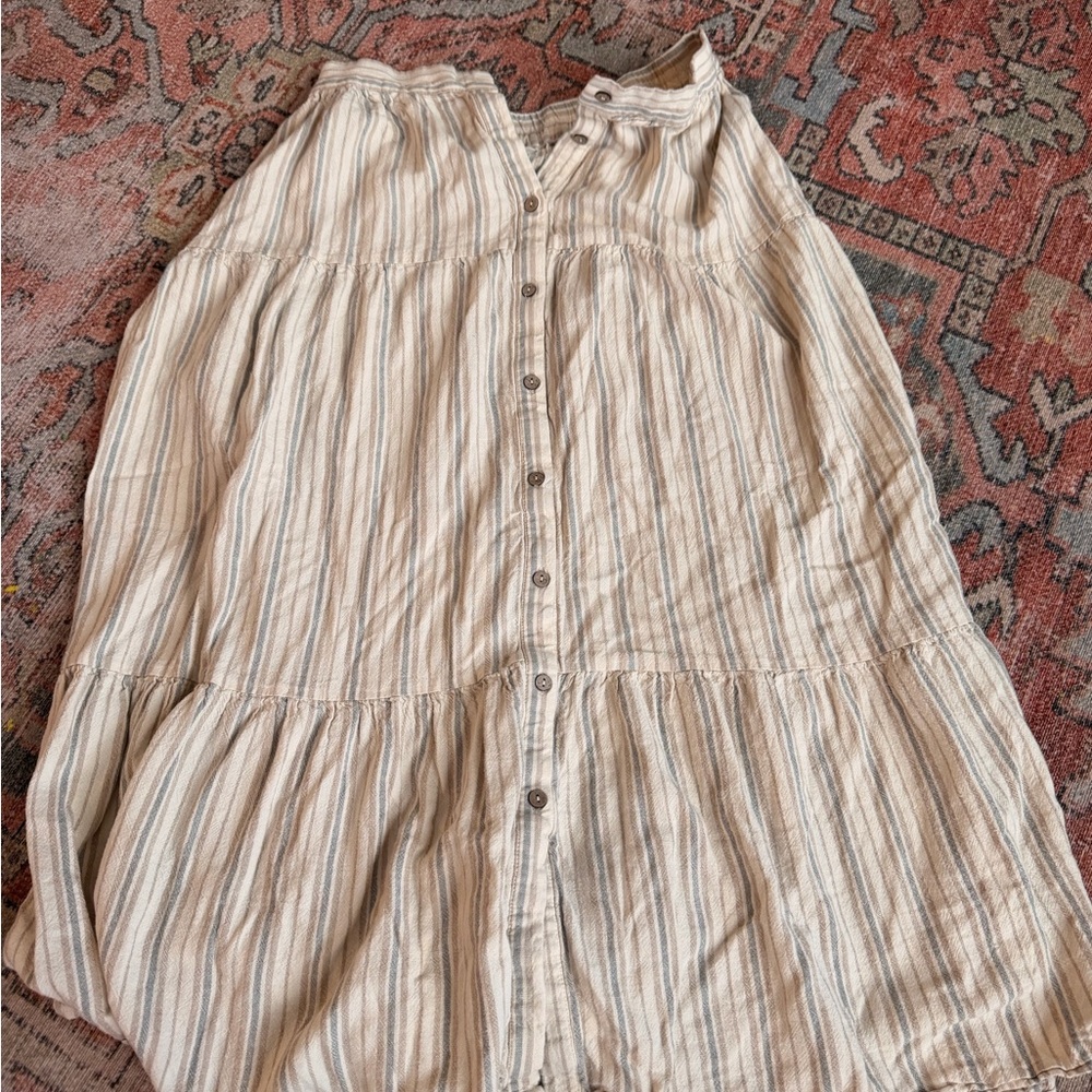 Rylee + Cru Beige Striped A-Line Skirt